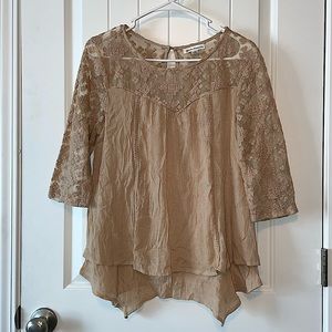 JohnPaulRichard Tan Embroided Blouse - M